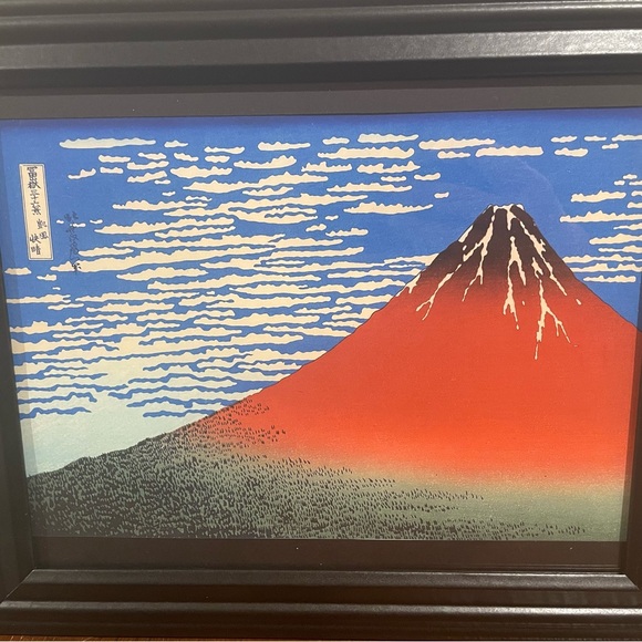 Red Fuji Framed Japanese Print 12x10 Hokusai Ukiyoe Art Fine Wind Clear Morning - Picture 3 of 3